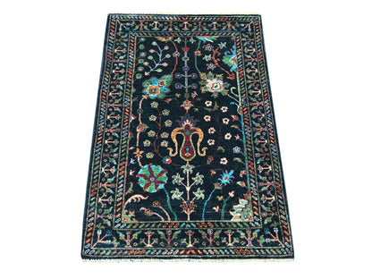 Black 2'9" x 4'1" Tribal & Geometric Hand knotted Wool Rug - Sku: O021684