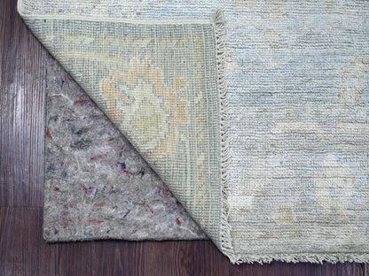 Blue 4'1" x 9'8" Oushak And Peshawar Hand knotted Wool Rug - Sku: O021688
