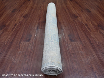 Blue 4'1" x 9'8" Oushak And Peshawar Hand knotted Wool Rug - Sku: O021688