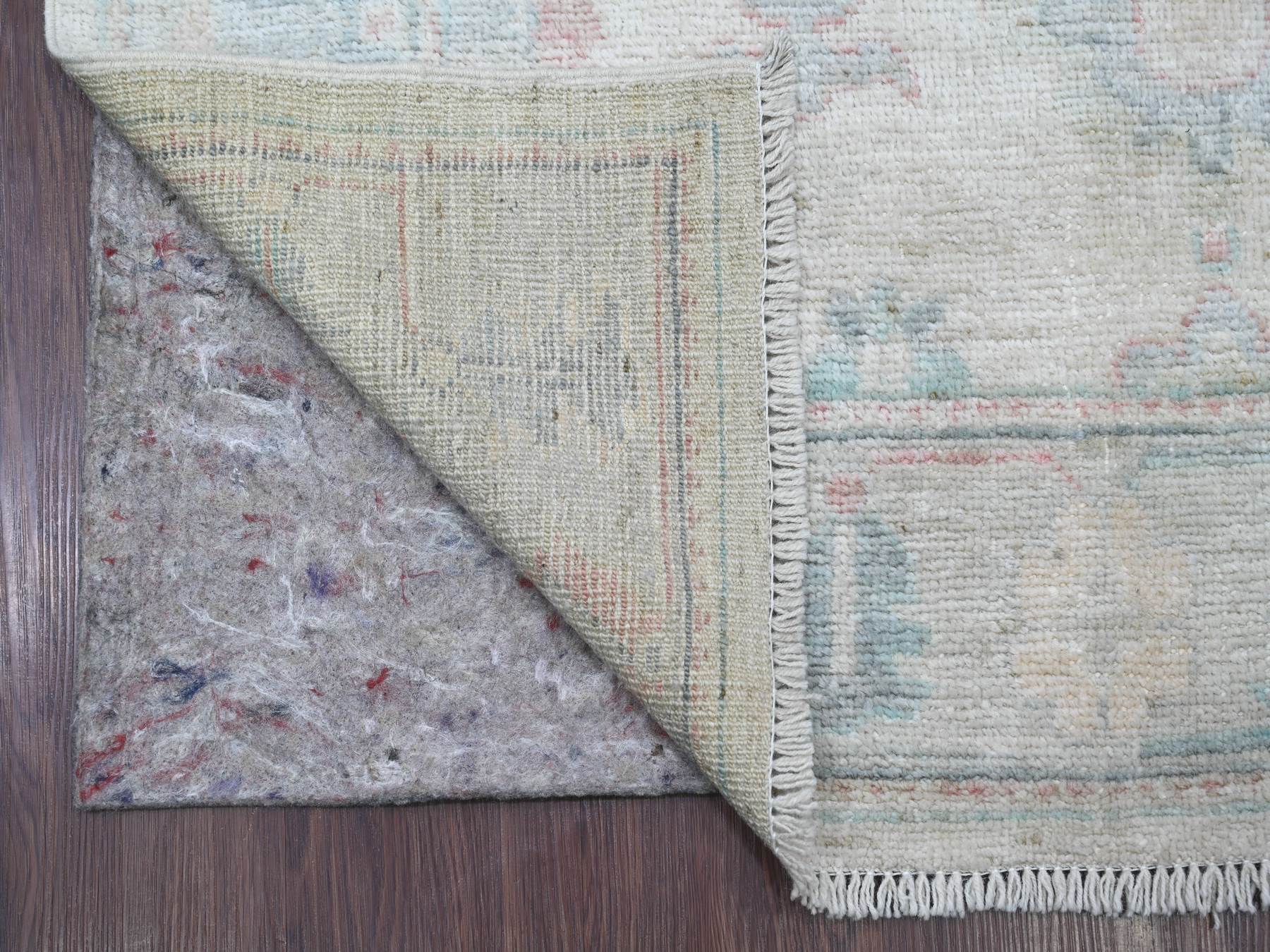 Grey 4'0" x 19'1" Oushak And Peshawar Hand knotted Wool Rug - Sku: O021689