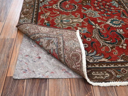 Kashan Vintage hand-knotted wool runner in Red & Chocolate Brown, 2'10" x 12'3" — SKU O02168 (view 3)