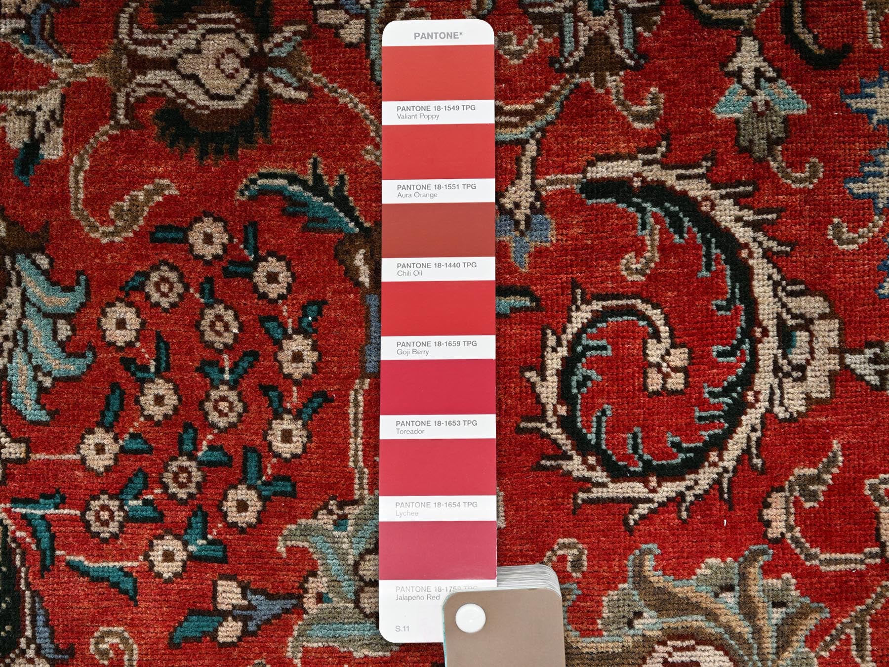 Kashan Vintage hand-knotted wool runner in Red & Chocolate Brown, 2'10" x 12'3" — SKU O02168 (view 4)