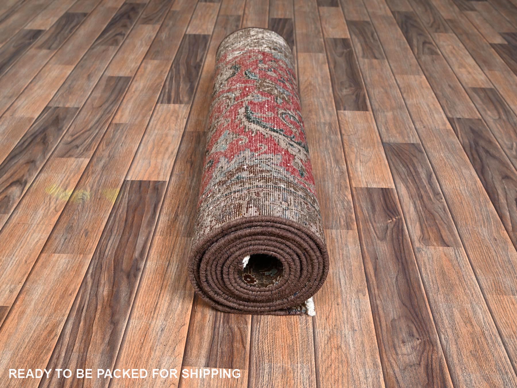 Kashan Vintage hand-knotted wool runner in Red & Chocolate Brown, 2'10" x 12'3" — SKU O02168 (view 5)