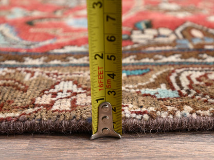Kashan Vintage hand-knotted wool runner in Red & Chocolate Brown, 2'10" x 12'3" — SKU O02168 (view 6)