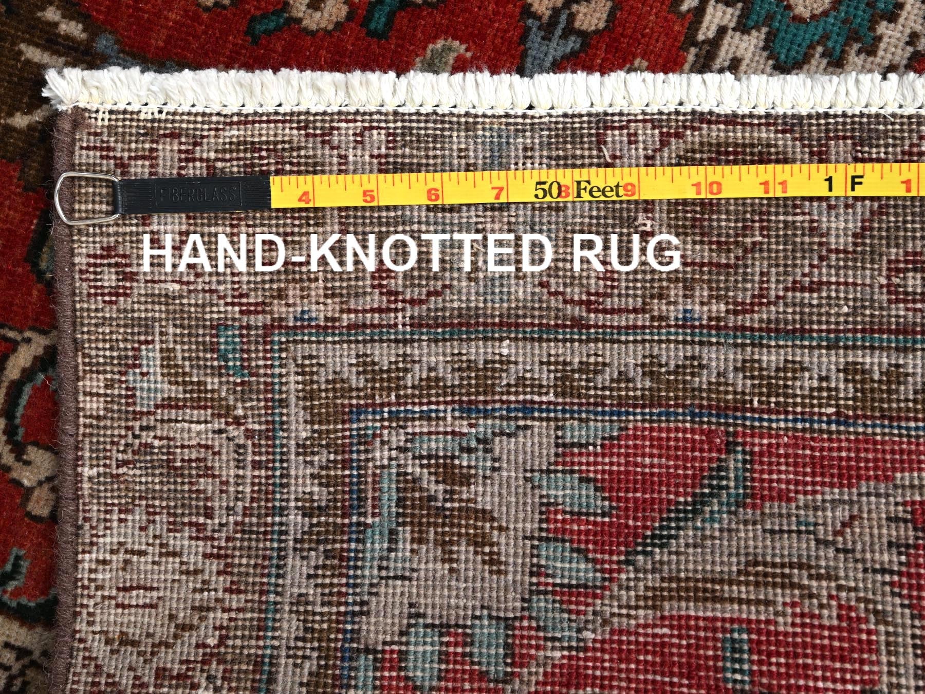 Kashan Vintage hand-knotted wool runner in Red & Chocolate Brown, 2'10" x 12'3" — SKU O02168 (view 7)