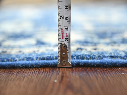 Blue 2'9" x 16'8" Oushak And Peshawar Hand knotted Wool Rug - Sku: O021690