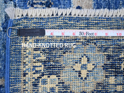 Blue 2'9" x 16'8" Oushak And Peshawar Hand knotted Wool Rug - Sku: O021690