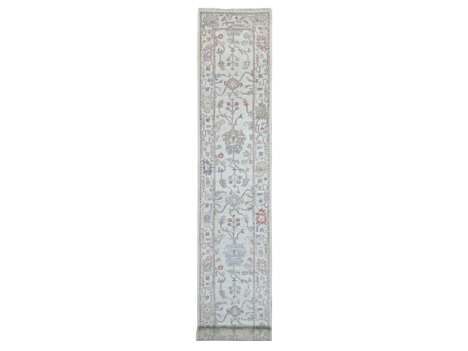 Oushak Oushak hand-knotted wool runner in Ivory, 2'10" x 20'4" — SKU O021692