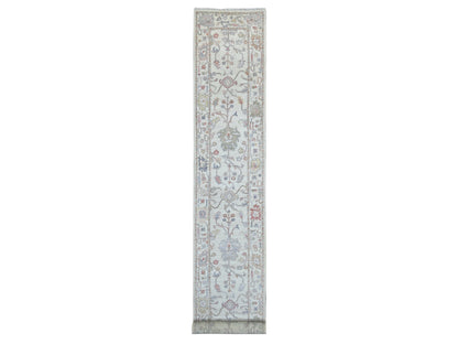 Oushak Oushak hand-knotted wool runner in Ivory, 2'10" x 20'4" — SKU O021692