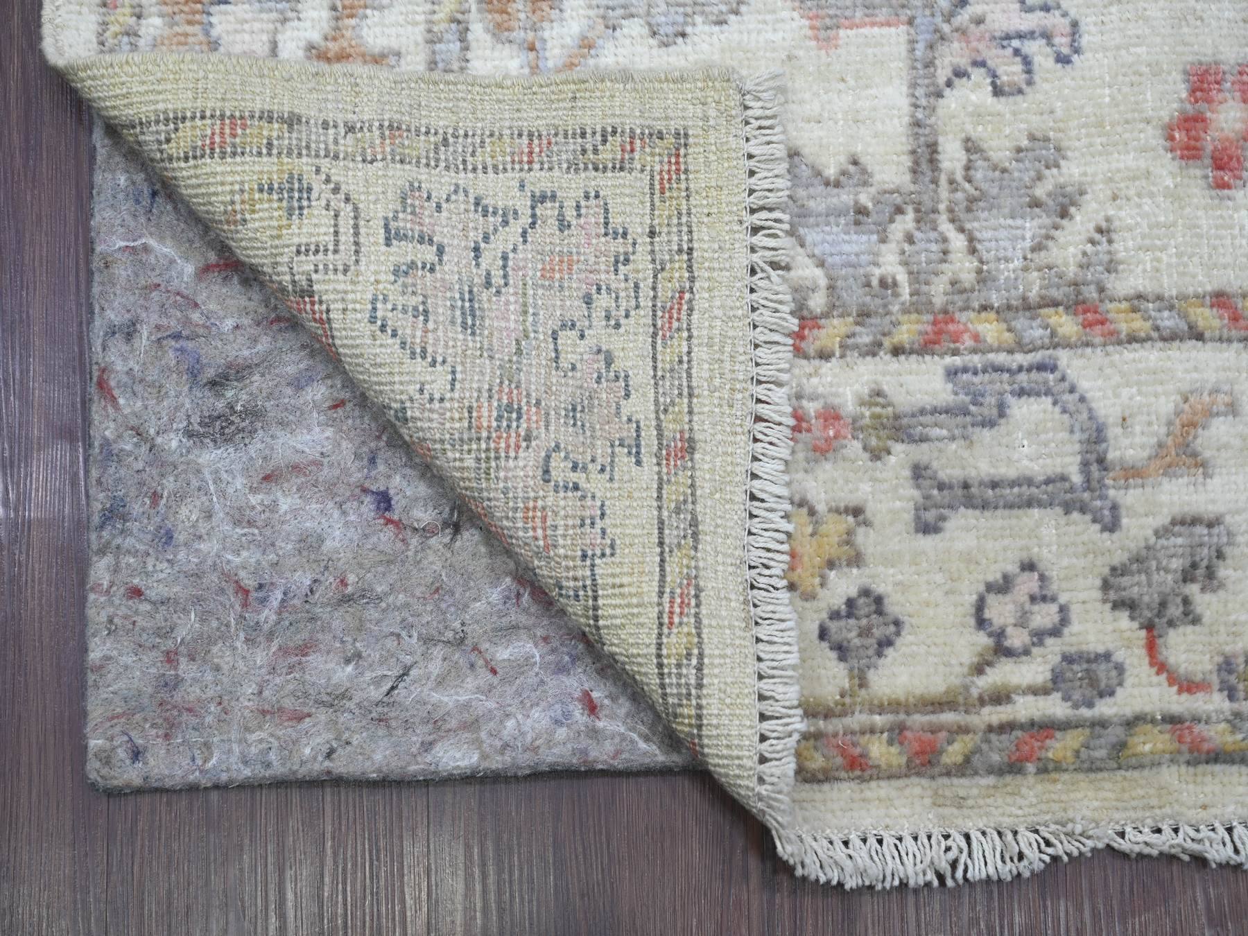Ivory 2'10" x 20'4" Oushak And Peshawar Hand knotted Wool Rug - Sku: O021692