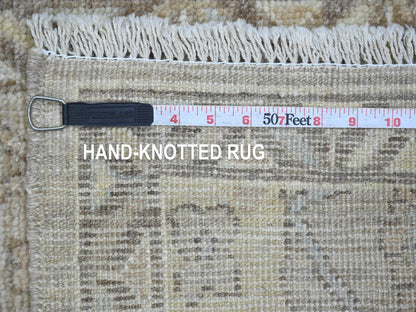 Brown 1'11" x 3'1" Oushak And Peshawar Hand knotted Wool Rug - Sku: O021695