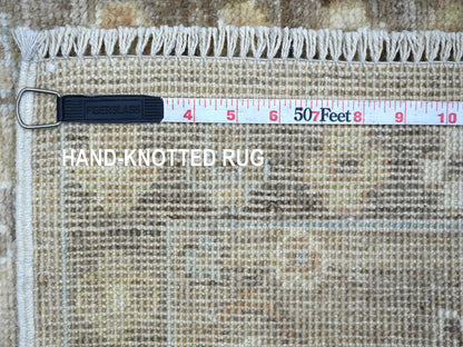 Brown 2'0" x 2'11" Oushak And Peshawar Hand knotted Wool Rug - Sku: O021696