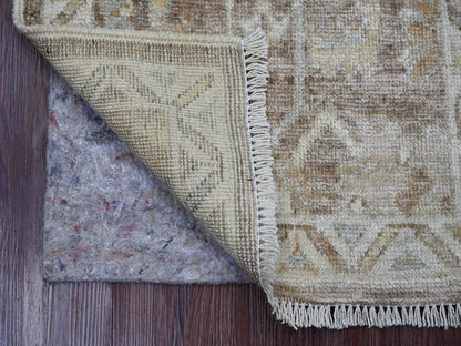 Brown 2'0" x 3'0" Oushak And Peshawar Hand knotted Wool Rug - Sku: O021698