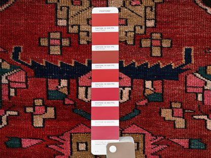 Red 2'5" x 9'3" Vintage Hand knotted Wool Rug - Sku: O02169