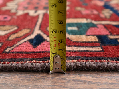 Red 2'5" x 9'3" Vintage Hand knotted Wool Rug - Sku: O02169