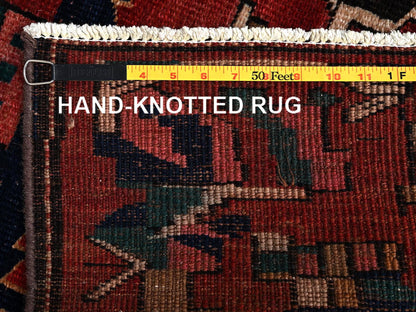 Red 2'5" x 9'3" Vintage Hand knotted Wool Rug - Sku: O02169