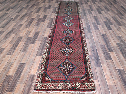 Red 2'6" x 12'9" Vintage Hand knotted Wool Rug - Sku: O0216