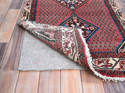Red 2'6" x 12'9" Vintage Hand knotted Wool Rug - Sku: O0216