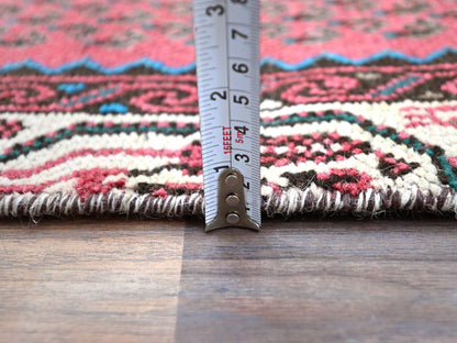 Red 2'6" x 12'9" Vintage Hand knotted Wool Rug - Sku: O0216