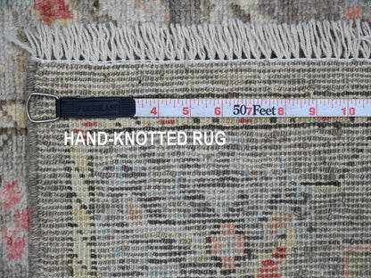 Brown 2'7" x 11'6" Oushak And Peshawar Hand knotted Wool Rug - Sku: O021701