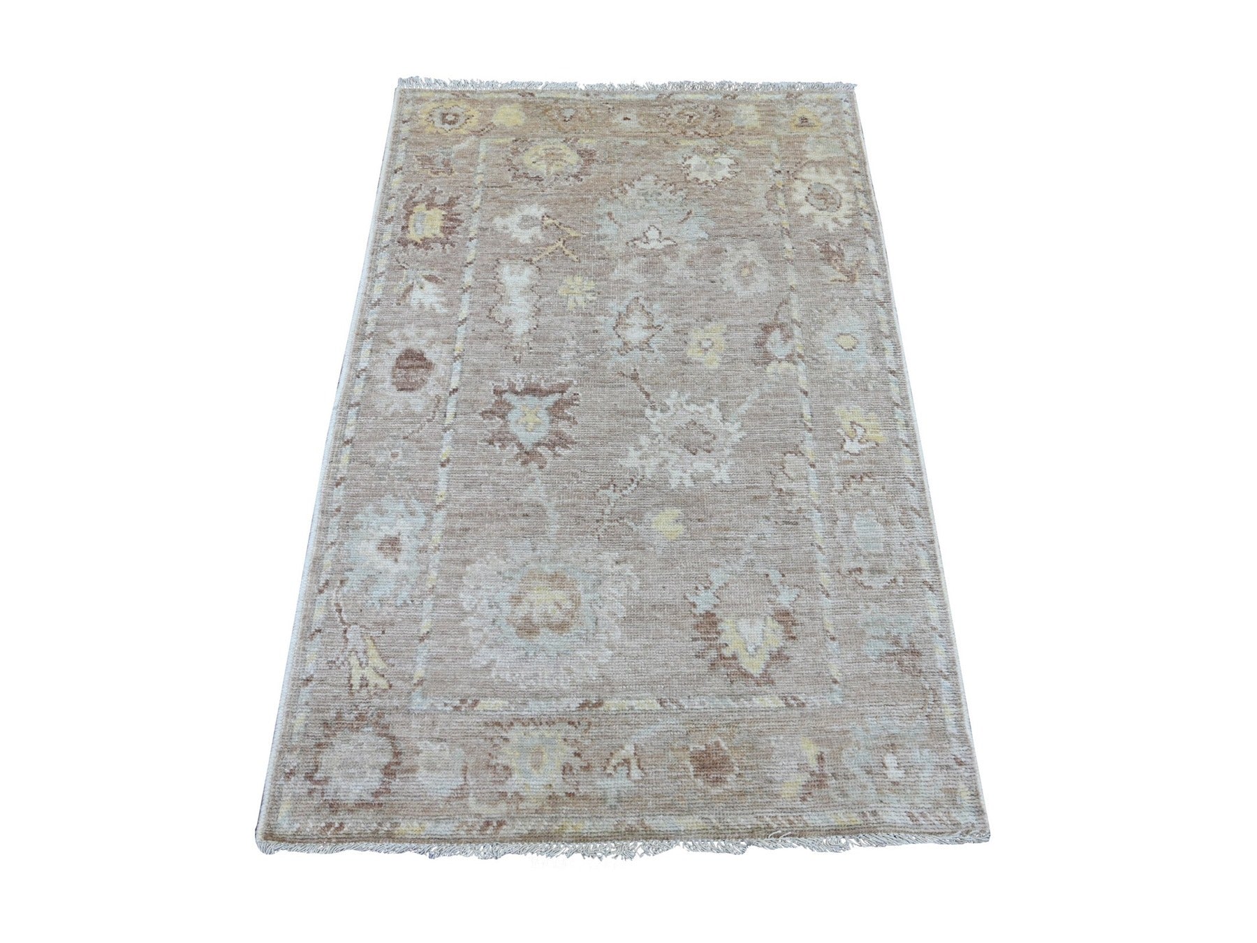 Brown 3'3" x 4'10" Oushak And Peshawar Hand knotted Wool Rug - Sku: O021702