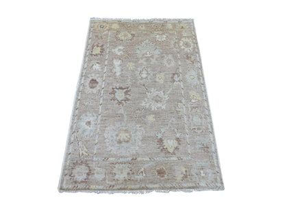 Brown 3'3" x 4'10" Oushak And Peshawar Hand knotted Wool Rug - Sku: O021702