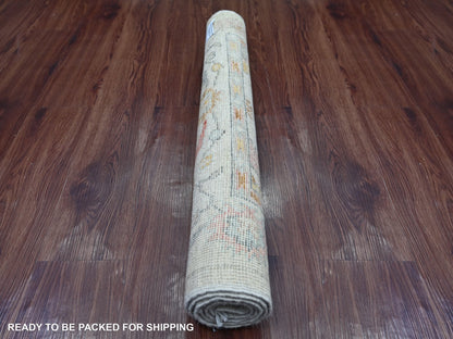 Ivory 3'1" x 4'10" Oushak And Peshawar Hand knotted Wool Rug - Sku: O021703