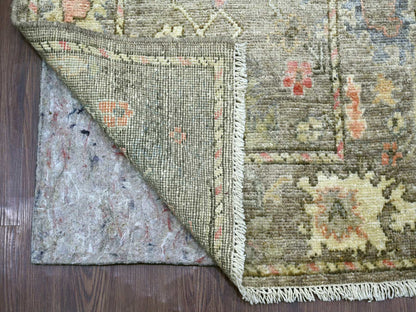 Brown 2'6" x 15'8" Oushak And Peshawar Hand knotted Wool Rug - Sku: O021705