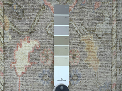 Brown 2'6" x 15'8" Oushak And Peshawar Hand knotted Wool Rug - Sku: O021705