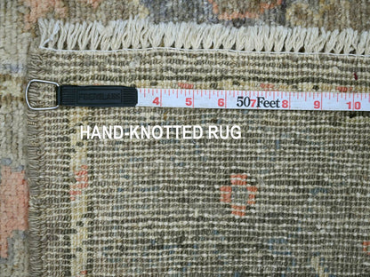 Brown 2'6" x 15'8" Oushak And Peshawar Hand knotted Wool Rug - Sku: O021705