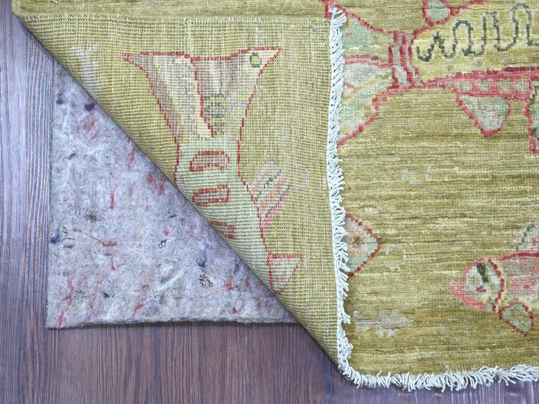 Green 2'7" x 11'5" Modern and Contemporary Hand knotted Wool Rug - Sku: O021706