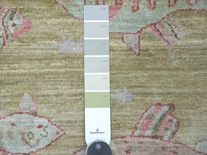Green 2'7" x 11'5" Modern and Contemporary Hand knotted Wool Rug - Sku: O021706