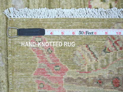 Green 2'7" x 11'5" Modern and Contemporary Hand knotted Wool Rug - Sku: O021706
