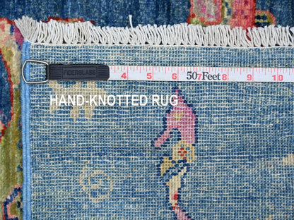 Blue 2'5" x 6'3" Modern and Contemporary Hand knotted Wool Rug - Sku: O021708