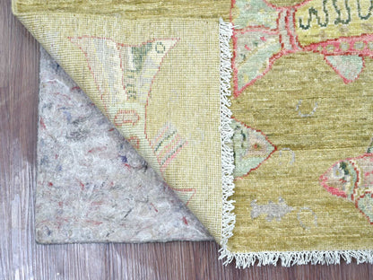 Green 2'6" x 5'11" Modern and Contemporary Hand knotted Wool Rug - Sku: O021709