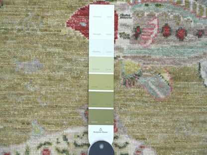 Green 2'6" x 5'11" Modern and Contemporary Hand knotted Wool Rug - Sku: O021709