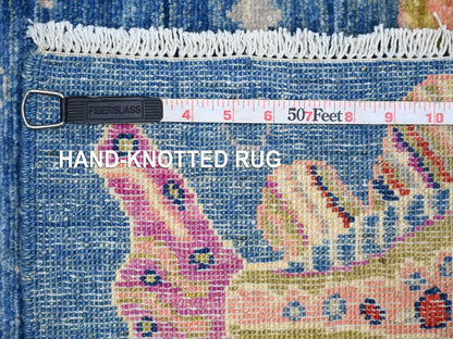 Blue 2'6" x 11'7" Modern and Contemporary Hand knotted Wool Rug - Sku: O021712