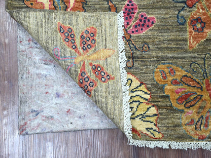 Grey 2'6" x 5'7" Modern and Contemporary Hand knotted Wool Rug - Sku: O021713
