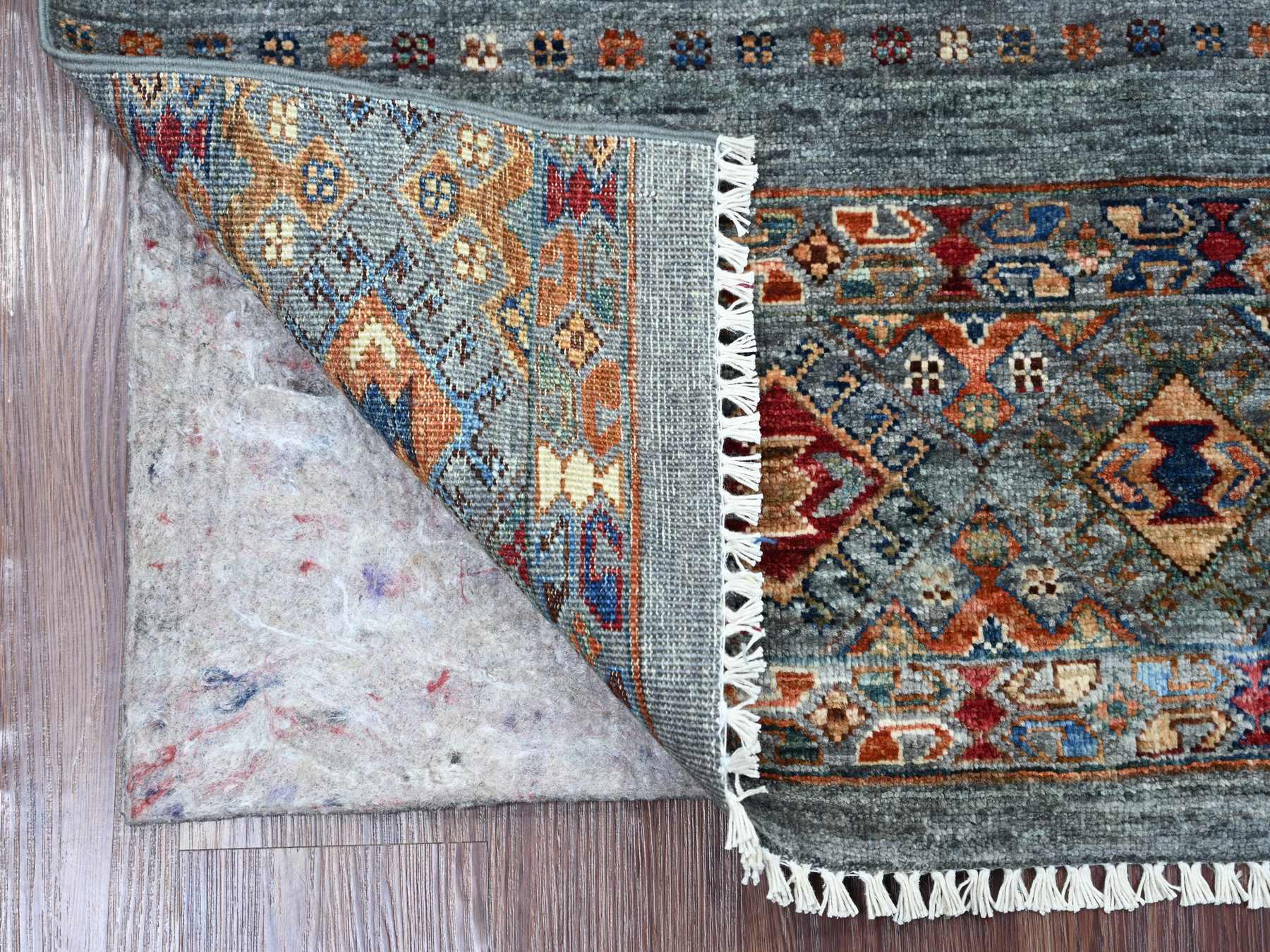 Grey 2'11" x 4'1" Tribal & Geometric Hand knotted Wool Rug - Sku: O021714