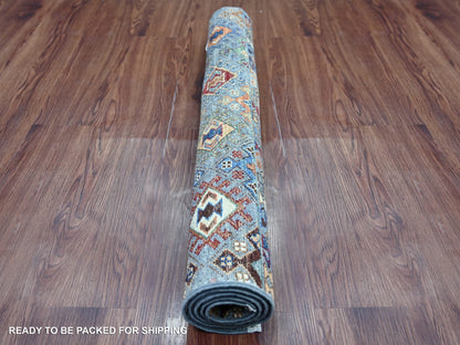 Kazak Tribal & Geometric hand-knotted wool rug in Gray, 2'11" x 4'1" — SKU O021714 (view 4)
