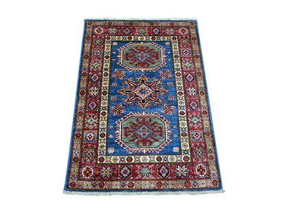 Blue 2'10" x 3'11" Tribal & Geometric Hand knotted Wool Rug - Sku: O021715