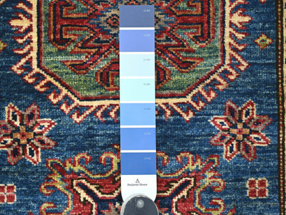 Blue 2'10" x 3'11" Tribal & Geometric Hand knotted Wool Rug - Sku: O021715