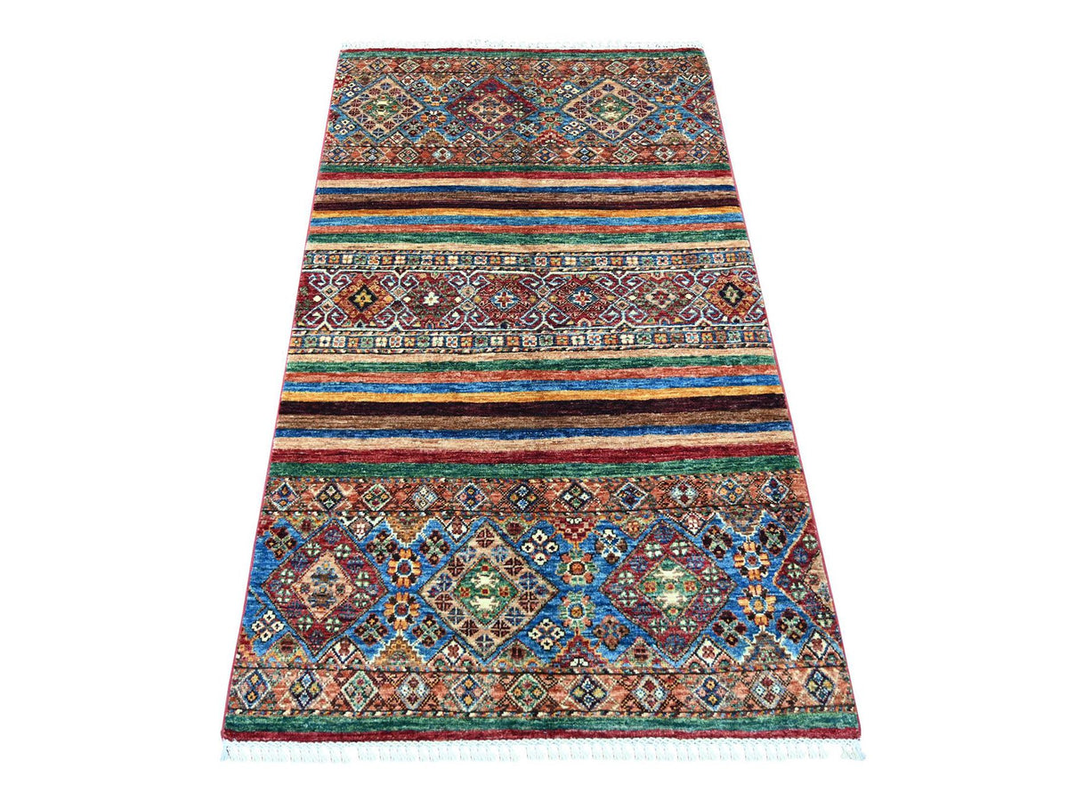 Kazak Tribal & Geometric hand-knotted wool rug in Multicolored, 3'3" x 5'6" — SKU O021719