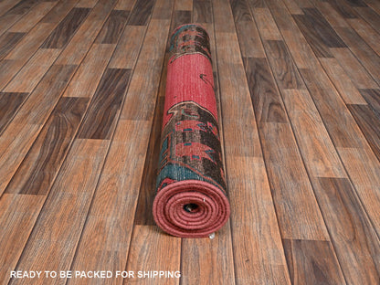 Pink 3'1" x 7'11" Vintage Hand knotted Wool Rug - Sku: O02171