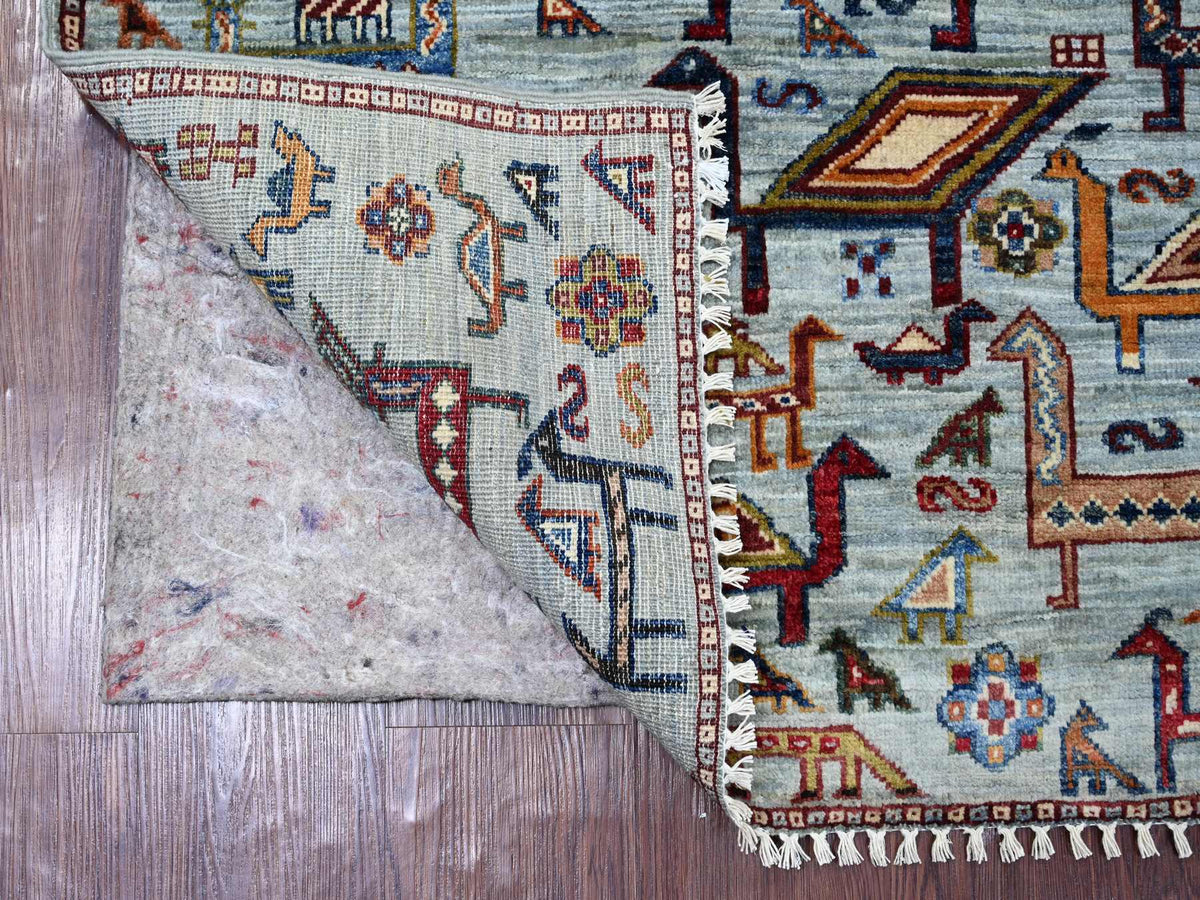 Tribal & Geometric hand-knotted wool rug in Gray & Brown, 3'3" x 4'9" — SKU O021721 (view 2)