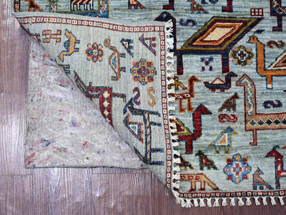 Tribal & Geometric hand-knotted wool rug in Gray & Brown, 3'3" x 4'9" — SKU O021721 (view 2)