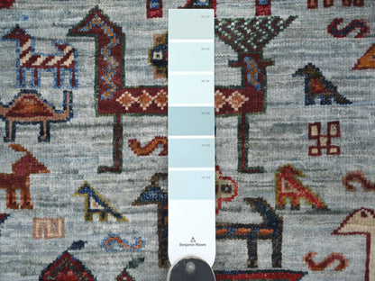 Tribal & Geometric hand-knotted wool rug in Gray & Brown, 3'3" x 4'9" — SKU O021721 (view 3)