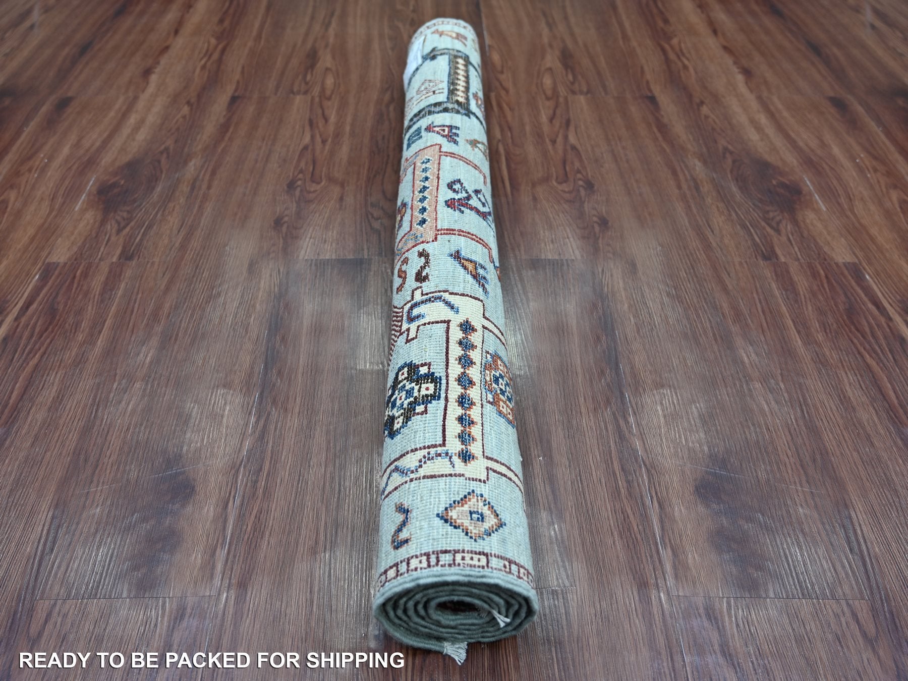 Tribal & Geometric hand-knotted wool rug in Gray & Brown, 3'3" x 4'9" — SKU O021721 (view 4)