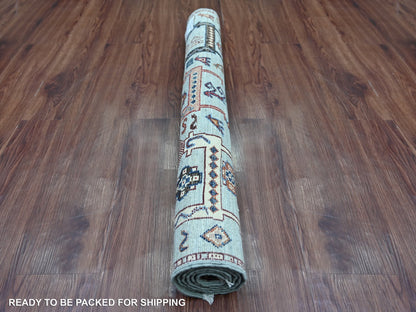Tribal & Geometric hand-knotted wool rug in Gray & Brown, 3'3" x 4'9" — SKU O021721 (view 4)