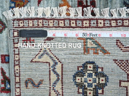 Tribal & Geometric hand-knotted wool rug in Gray & Brown, 3'3" x 4'9" — SKU O021721 (view 6)